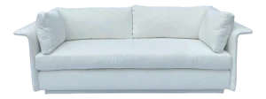 Reupholstered Vintage White Sofa