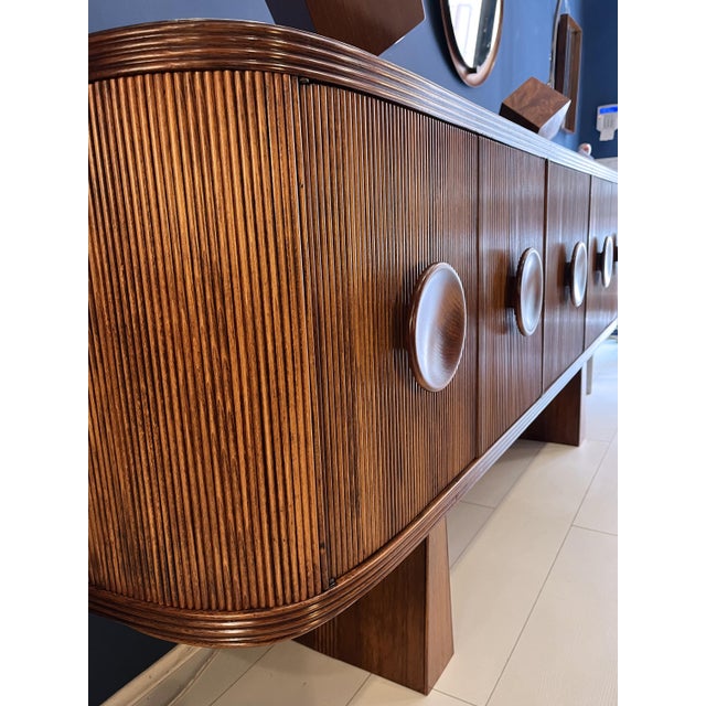 Mid-Century Modern Art Deco Reeded Sideboard, 1940s For Sale - Image 3 of 10