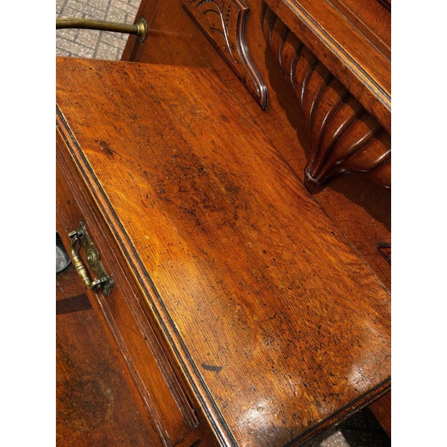 Wood Edwardian Light Oak Hall Stand with Mirror For Sale - Image 7 of 18