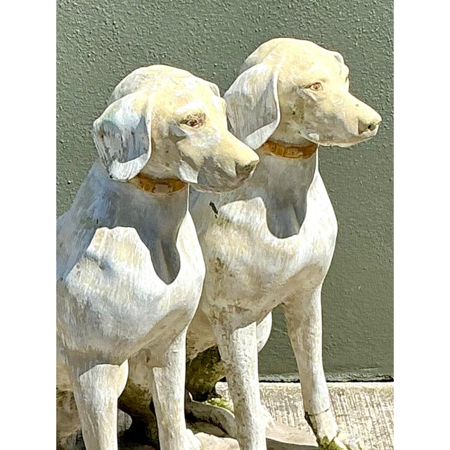 Vintage Cast Concrete Dogs - A Pair For Sale - Image 11 of 12