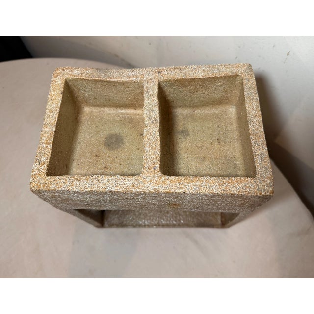 1980s Modern Earthenware Pottery Figural Face to Face Sculpture Statue Brick Planter For Sale - Image 9 of 14