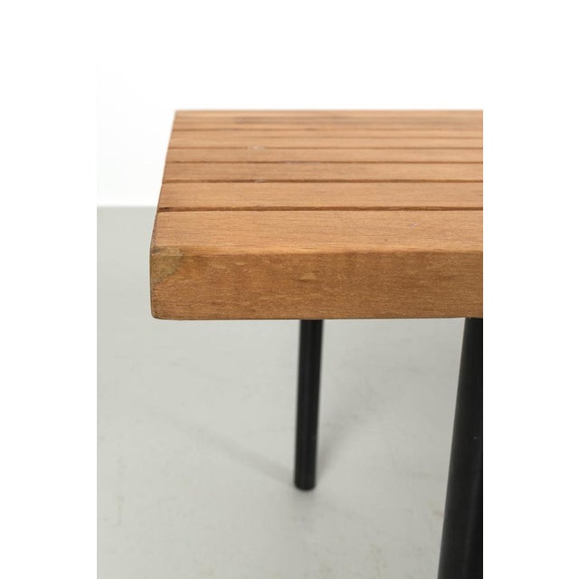 Vintage Slatted Wood Bench For Sale - Image 5 of 8