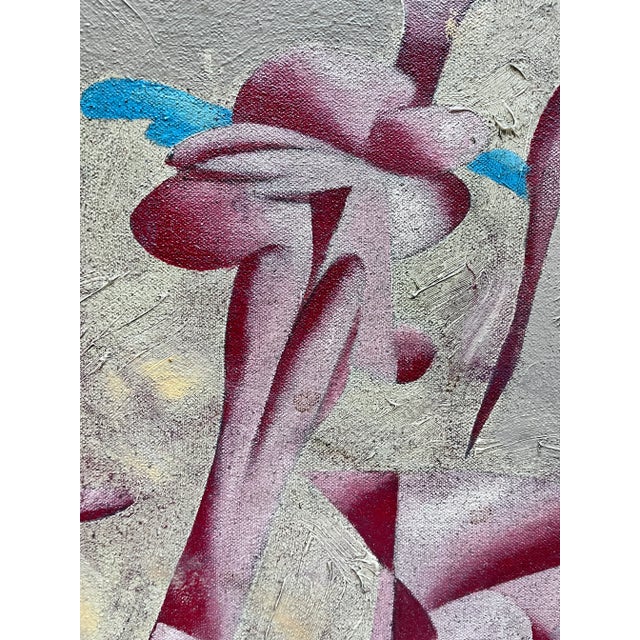 Mid-Century Modern 1970s "Pink Abstract" Oil Paint on Board For Sale - Image 3 of 10