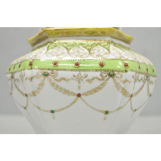 Antique Nippon Noritake Hand Painted Porcelain Gold Gilt Draped Biscuit Jar For Sale - Image 9 of 17