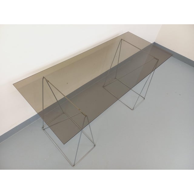 Metal Vintage Desk in Smoked Glass and Chrome Metal, 1970s For Sale - Image 7 of 18