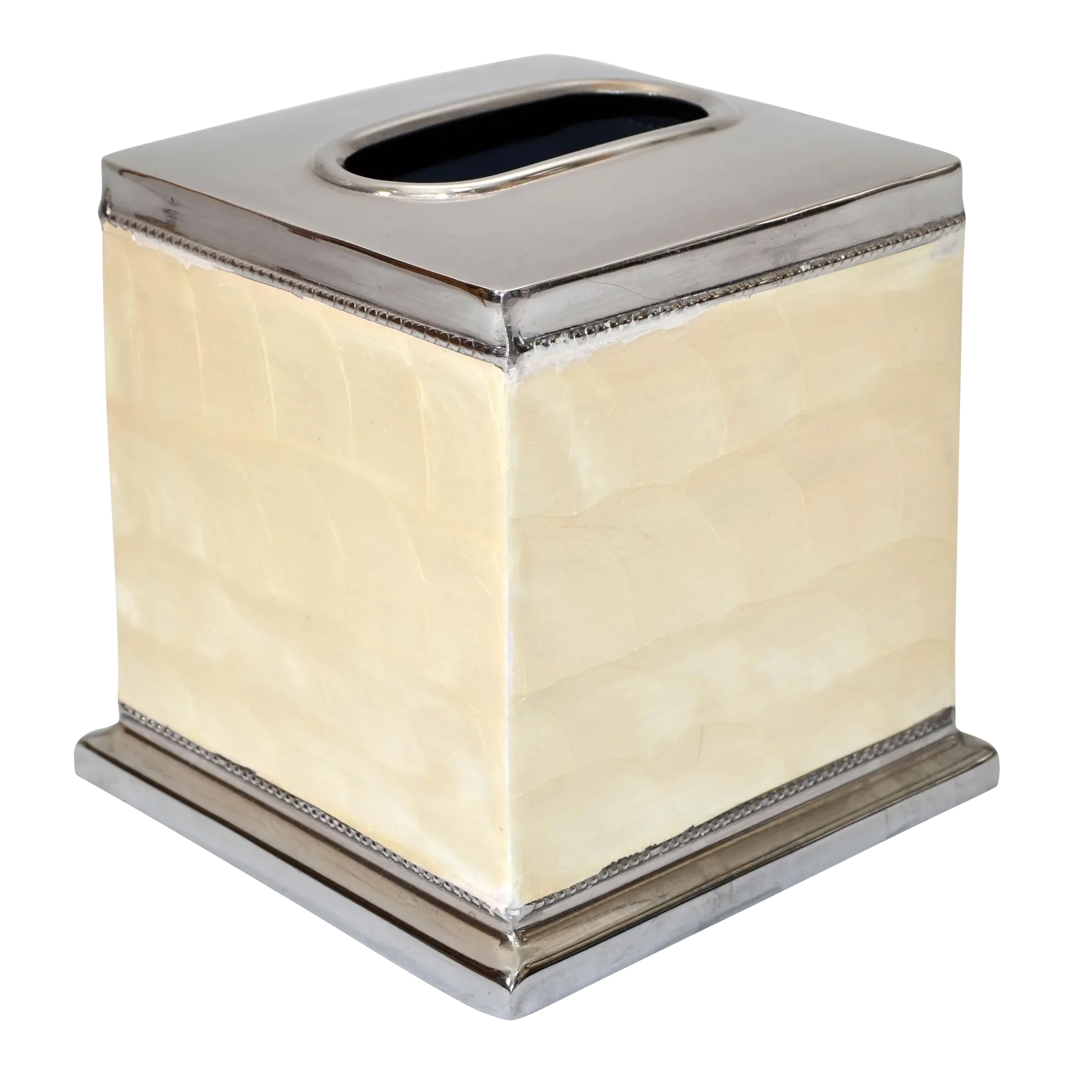 Vintage Capiz Shell Nickel Tissue Box Holder Boutique Box Tissue