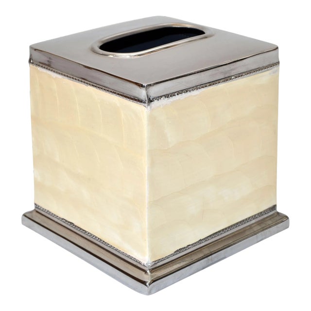 Vintage Capiz Shell Nickel Tissue Box Holder Boutique Box Tissue Paper Holder For Sale
