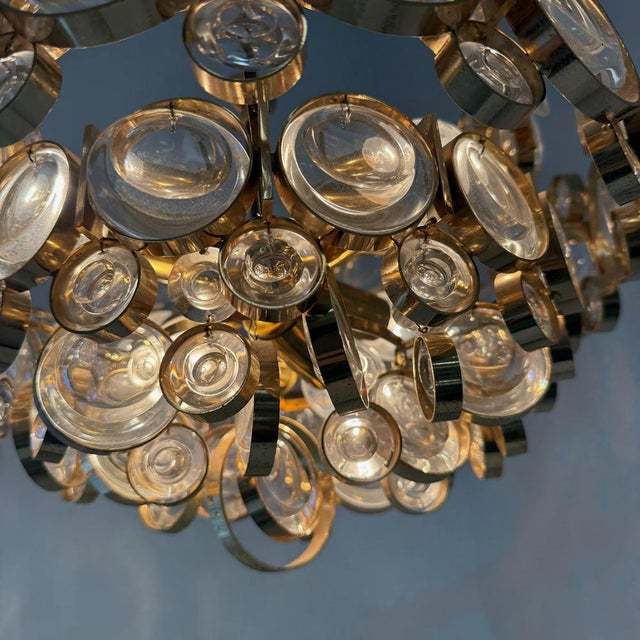 Postmodern 24-Karat Gold-Plated 6-Light Chandelier by Gaetano Sciolari for Palwa, 1970s For Sale - Image 6 of 18