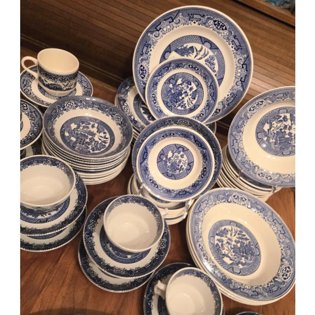 Twelve Place Settings Plus Blue Willow China- Set Of For Sale - Image 10 of 12