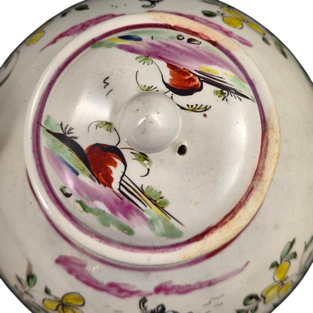 Antique English Polychrome Chinoiserie Creamware Teapot, 1700s For Sale - Image 10 of 16