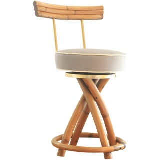 Vintage Rattan Swivel Bar Stool For Sale