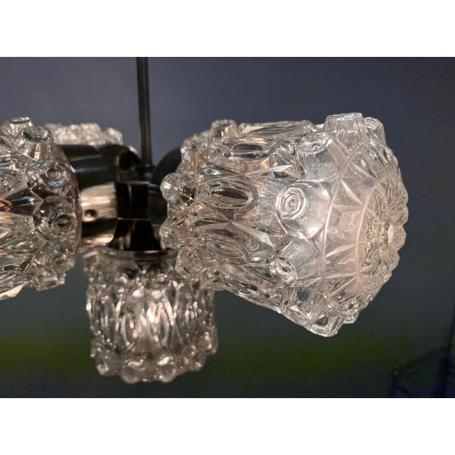 1970s Vintage Glass and Chrome Pendant by Kamenický Šenov, Czechoslovakia, 1970s For Sale - Image 5 of 9