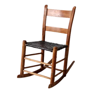 Antique Children's Splint Weave Seat Rocking Chair