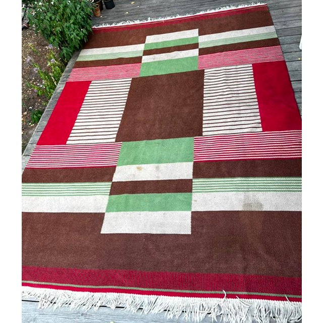 1960s Large Mid-Century Modern Wool Rug, Czechoslovakia, 1960s For Sale - Image 5 of 15