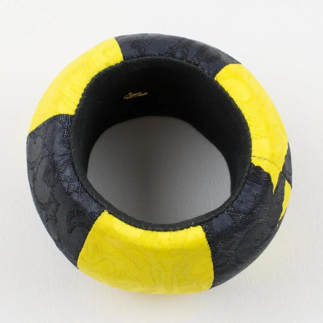 Yellow Christian Lacroix Runway Bracelet Bangle Yellow and Black Fabric For Sale - Image 8 of 16