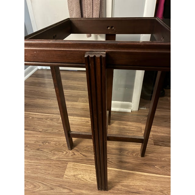 1930s Art Deco Walnut Side Table With Glass Top For Sale - Image 6 of 9