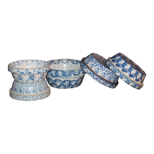 Collection of Five 19th Century Spongeware Mixing Pottery Bowls
