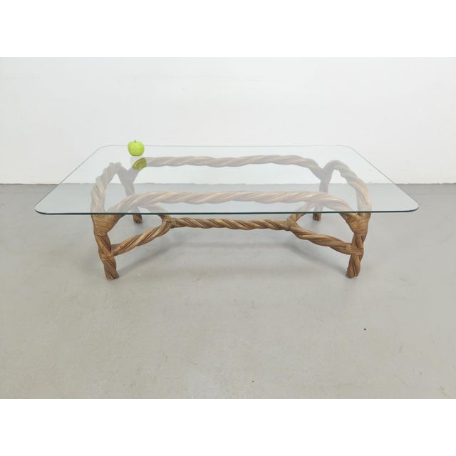 Vintage Boho Coffee Table in Rattan and Bamboo, 1970s For Sale - Image 10 of 16