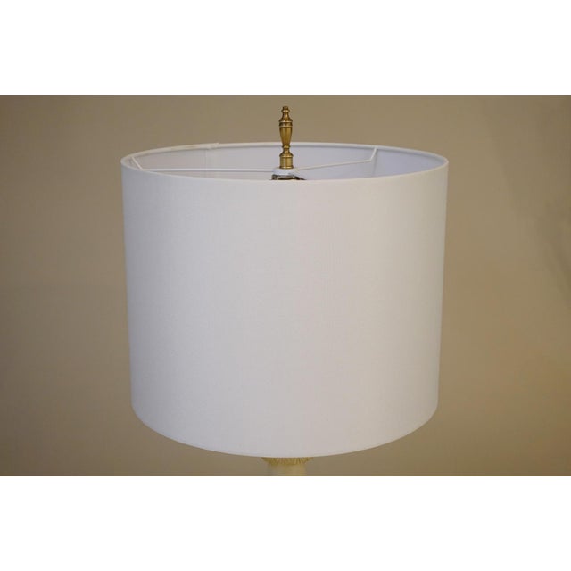 Neoclassical Urn Carved Grapes Leaves Carrara Marble Brass Table Lamp 1930's Italy For Sale - Image 12 of 13