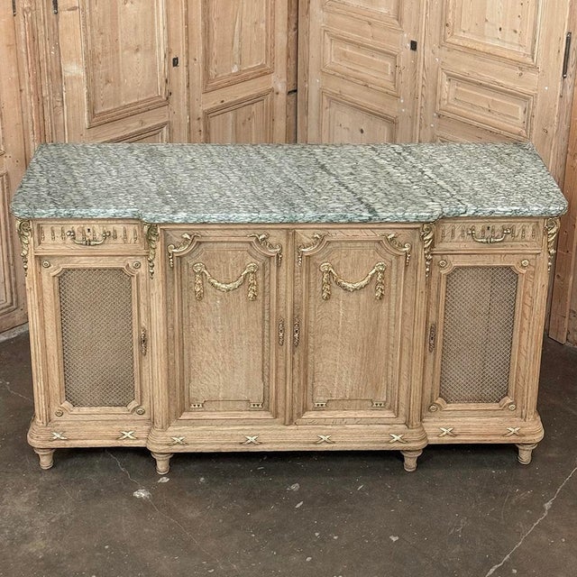 19th Century Louis XVI Stripped Oak and Ormolu Marble Top Buffet For Sale - Image 16 of 18