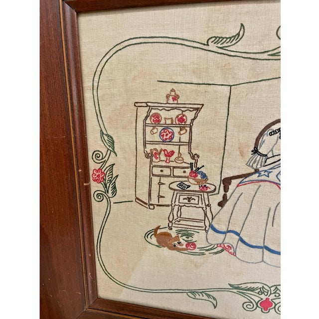 Americana Wall Art - Bicentennial Era Betsy Ross Embroidered Folk Art For Sale - Image 9 of 9