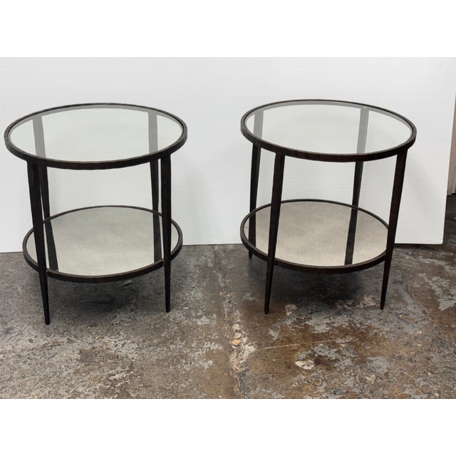 Design Plus Gallery presents a Pair of Clairemont Side Tables from Crate & Barrel. The tables are made of hand-forged...