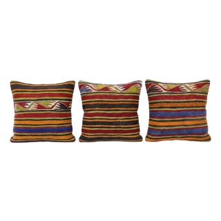 Anatolian Kilim Pillow Cover 15'' X 16'' - Set of Two For Sale