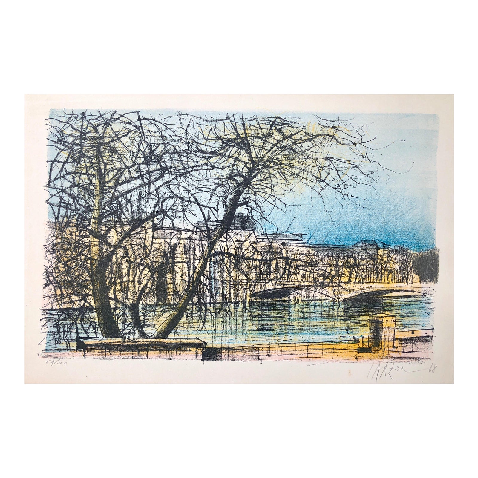 Jean Carzou, 1968 Carzou French Modernist Color Lithograph Louvre ...
