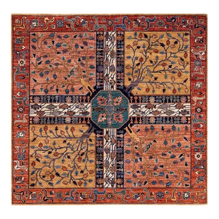 Serapi One-of-a-Kind Hand-Knotted Runner Rug - Orange 8' 1" x 7' 10" For Sale