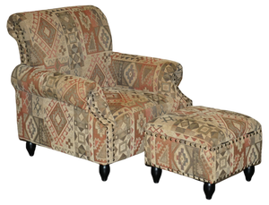 Set of George Smith Style Kilim Armchair and Ottoman