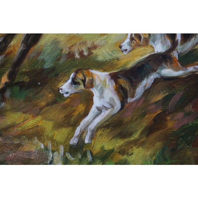 Antique Axel W. Larsen British Equestrian Fox Hunt Landscape Oil Painting 32" For Sale - Image 4 of 12