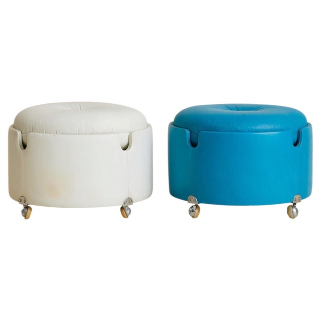 An Italian 'Dilly Dally' pouf designed by Luigi Massoni for Poltrona Frau, 1968. Upholstered in supple leather, the...