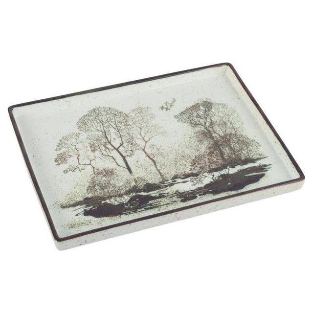 Nils Thorsson for Royal Copenhagen. Ceramic tray with landscape motif. Dated: 1975-1979 In perfect condition. Marked....