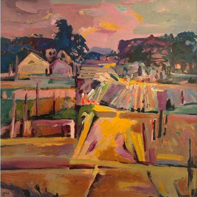 Jean Krillé, Landscape No. 95, Oil on Masonite, 1987 For Sale - Image 8 of 8