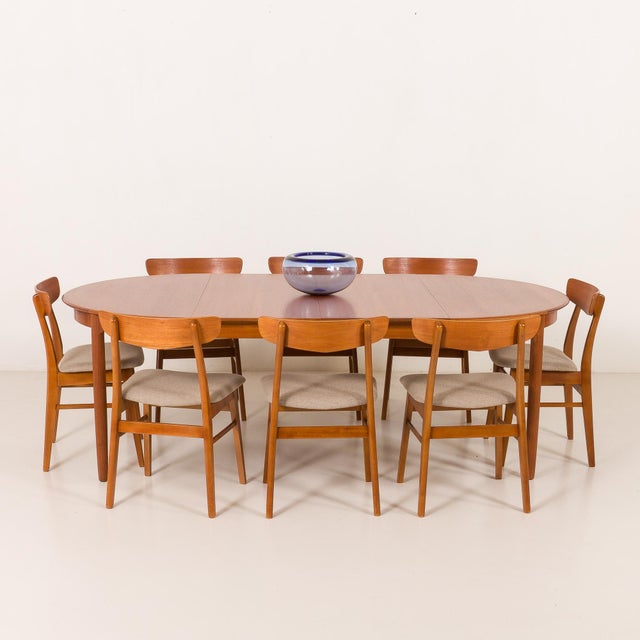 The refined Scandinavian mid-century extension table was most likely made by AB Möbelfabriken Linden, Horda, in the 1960s...