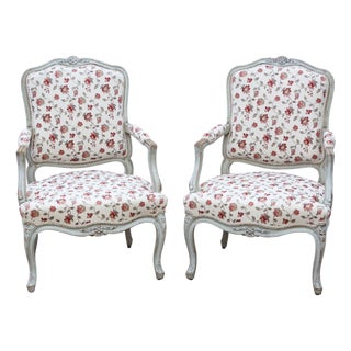 Antique French Painted Armchairs, 1900, Set of 2 For Sale