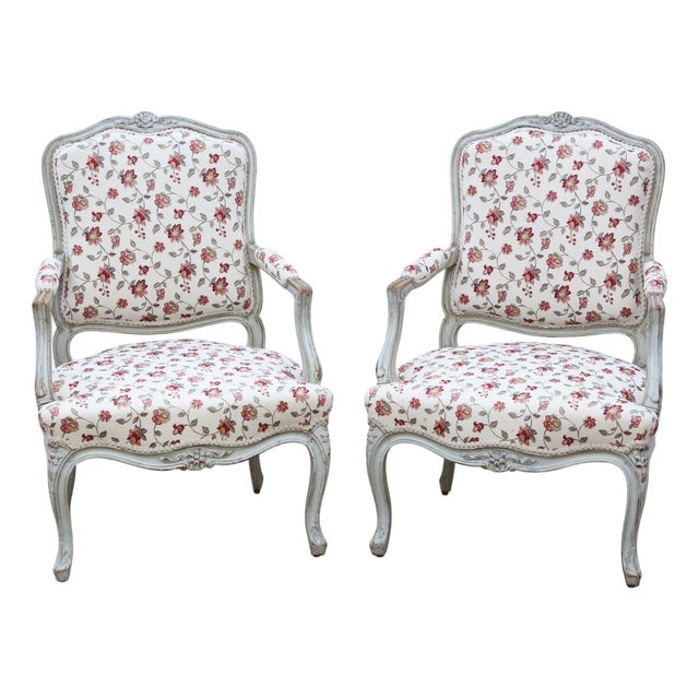 Antique French Painted Armchairs, 1900, Set of 2 For Sale
