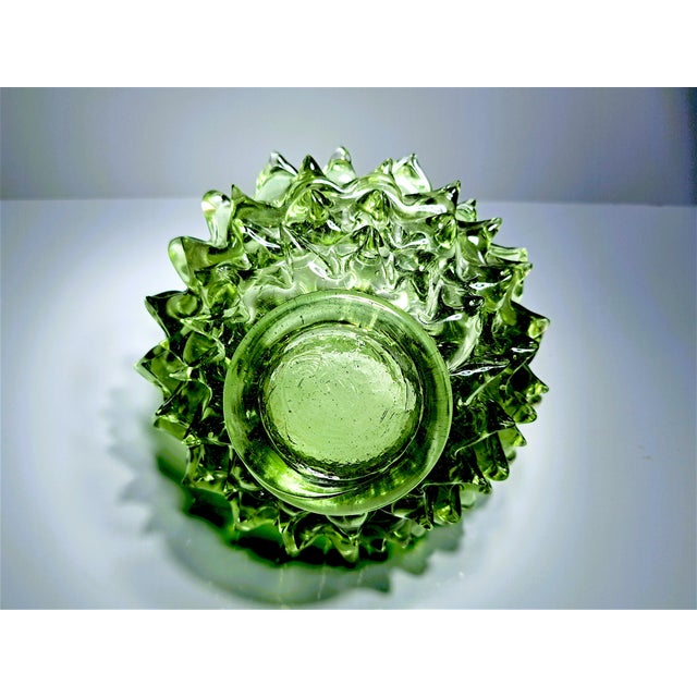 1950s Green Rostrato Murano Glass Basket attributed to Ercole Barovier for Barovier & Toso, 1950s For Sale - Image 5 of 10