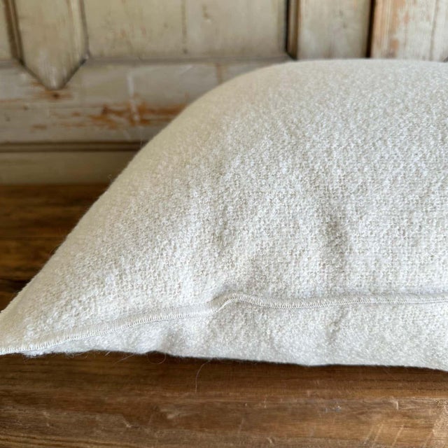Bouclette French Wool Accent Pillow in Blanc With Down Insert For Sale In Los Angeles - Image 6 of 6