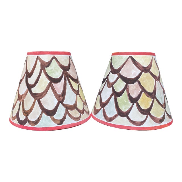 Happy Menocal Contemporary Hand Painted Bistro Lampshades - a Pair For Sale