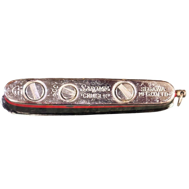 Metal 1960s MCM Novelty "Cruiser" Black & Red Cruise Ship Enameled Lighter by Sarome Japan For Sale - Image 7 of 8