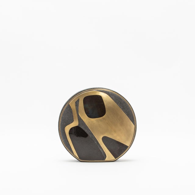 2020s Modern Vase in Shagreen With Shell and Brass Details by R&y Augousti For Sale - Image 5 of 7