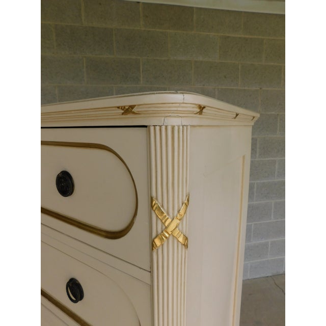 Vintage Hollywood Regency Gilt Gold Accented Original Paint Decorated Chest For Sale - Image 9 of 13