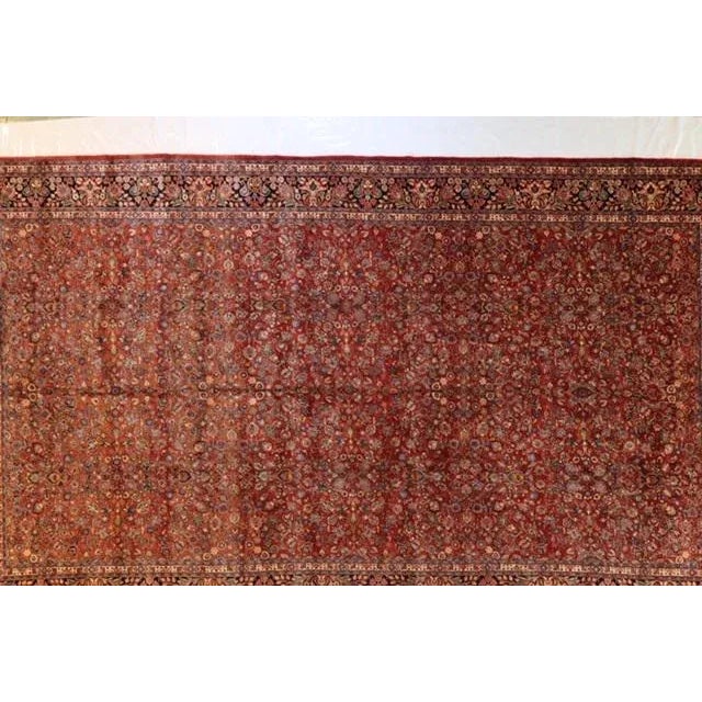This master piece is a Kork wool pile genuine hand woven exceptionally fine Vintage Persian Kazvin carpet with thick pile-