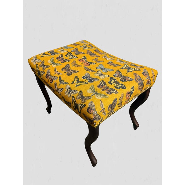 Lee Industries Lee Industries Ottoman Lady Goldenrod Fabric Nailheads For Sale - Image 4 of 11