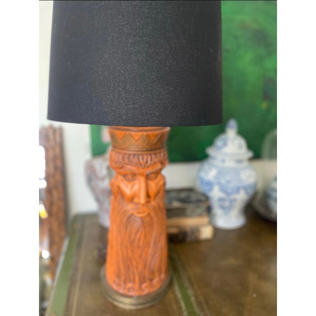 Burnt Orange Vintage 1960s Bearded Face Lamp For Sale - Image 8 of 10