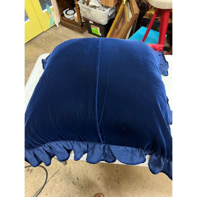 Ralph Lauren Ralph Lauren Blue Velvet Pillow Cover For Sale - Image 4 of 7