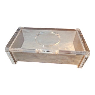 Mid 20th Century Lucite and Mother of Pearl Tissue Box For Sale