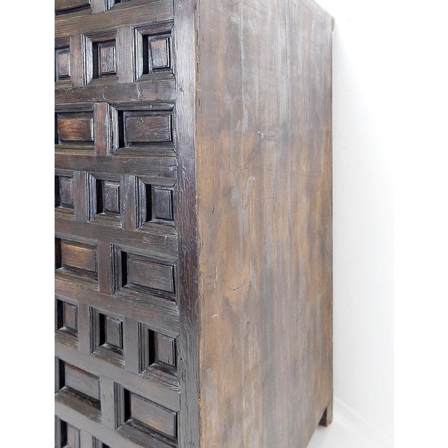 Brutalist Spanish Cabinet in Wood, 1950s For Sale - Image 15 of 16