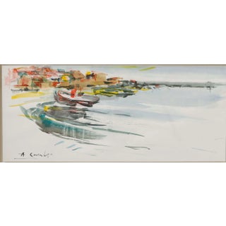 Amadeu Casals, Combarro Drawing, Watercolor on Paper, Framed For Sale